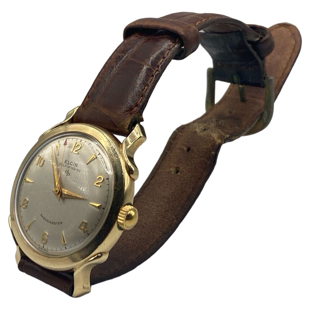 Vintage Elgin Gold Filled Shockmaster Automatic 1950s Swiss Watch Running Strong